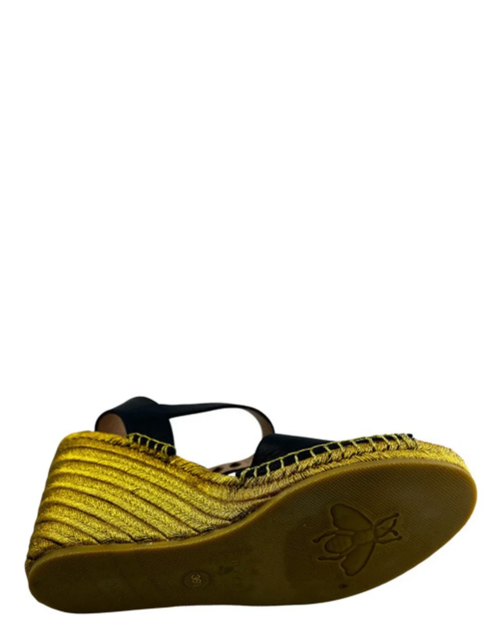 Gucci GG Gold Espadrille Wedges 36.5